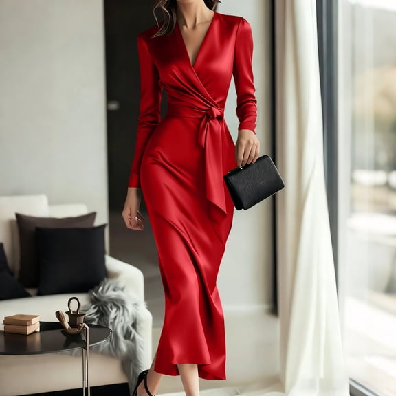 YueHuiYing Womens Long Sleeve Bodycon Maxi Dress Slimming Fitted Friendly Long Tight Dress Fall Casual