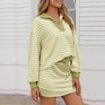 thumbnail image 5 of QATAINLAV Womens Striped Lounge Set Long Sleeve Polos Sweatshirt and High Waist Mini Skort Casual 2 Piece Skirt Outfits, Green, L, 5 of 7