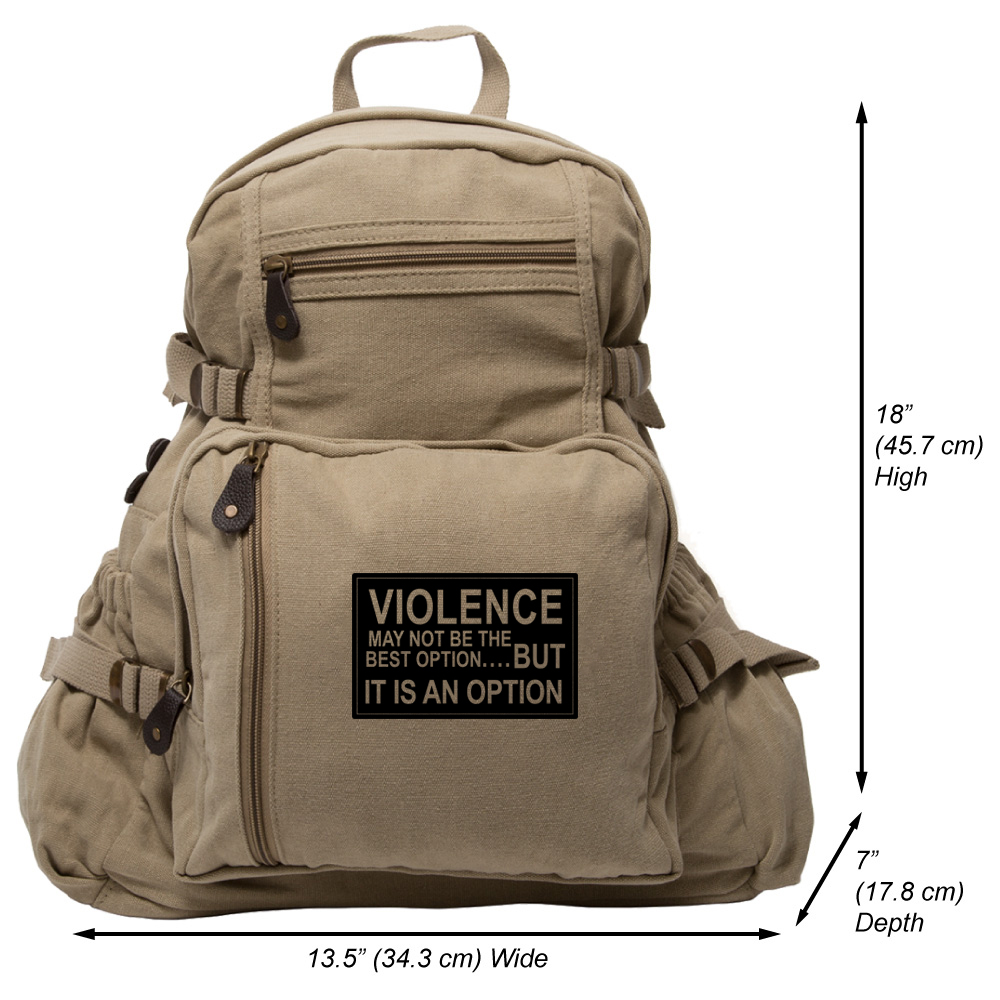 Violence Is an Option Heavyweight Canvas Backpack Bag