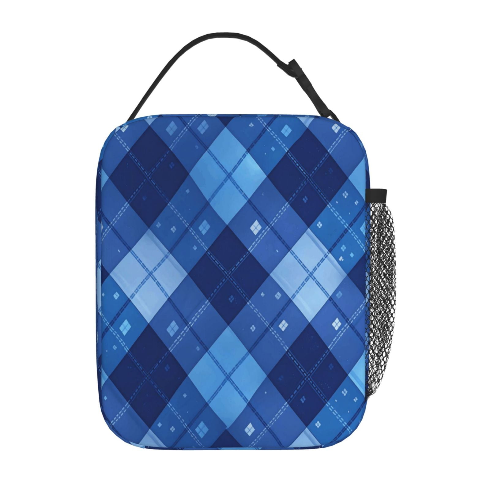 Lunch Bag For Women Men Insulated Portable Lunch Box Bento Box Office Picnic Travel Cooler Bag Blueviolet Moroccan Buffalo Plaid Tartan Check Hand-Drawn Sketch_2