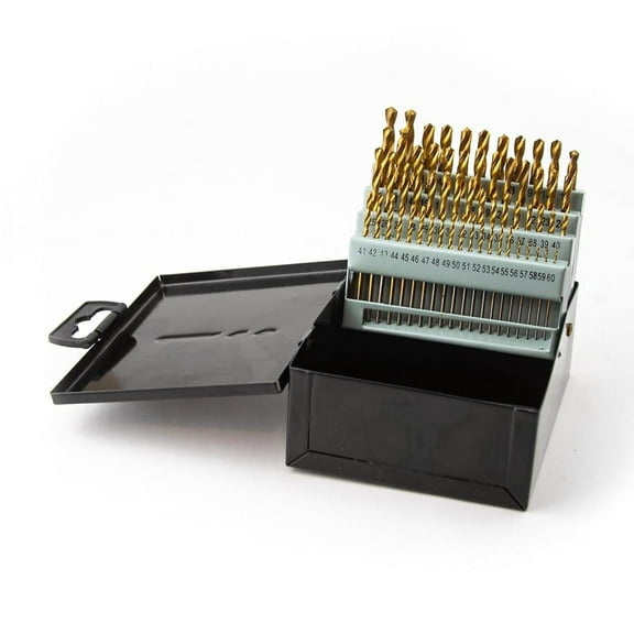 60pc Drill Bit Set HSS High Speed Steel Bits Numbered #1-60 Metal Case