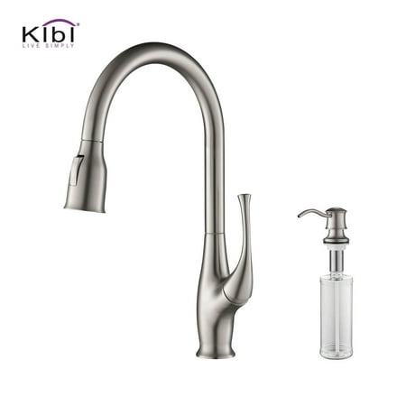 Kibi Cedar Single Handle Pull Down Kitchen Sink Faucet with Soap Dispenser