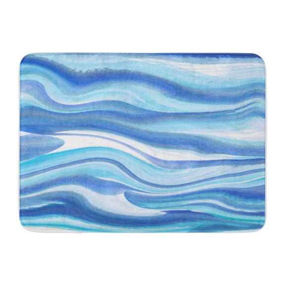 SIDONKU Abstract Watercolor Wash Marble Silk White Blue Pink Purple Lilac Doormat Floor Rug Bath Mat 30x18 inch