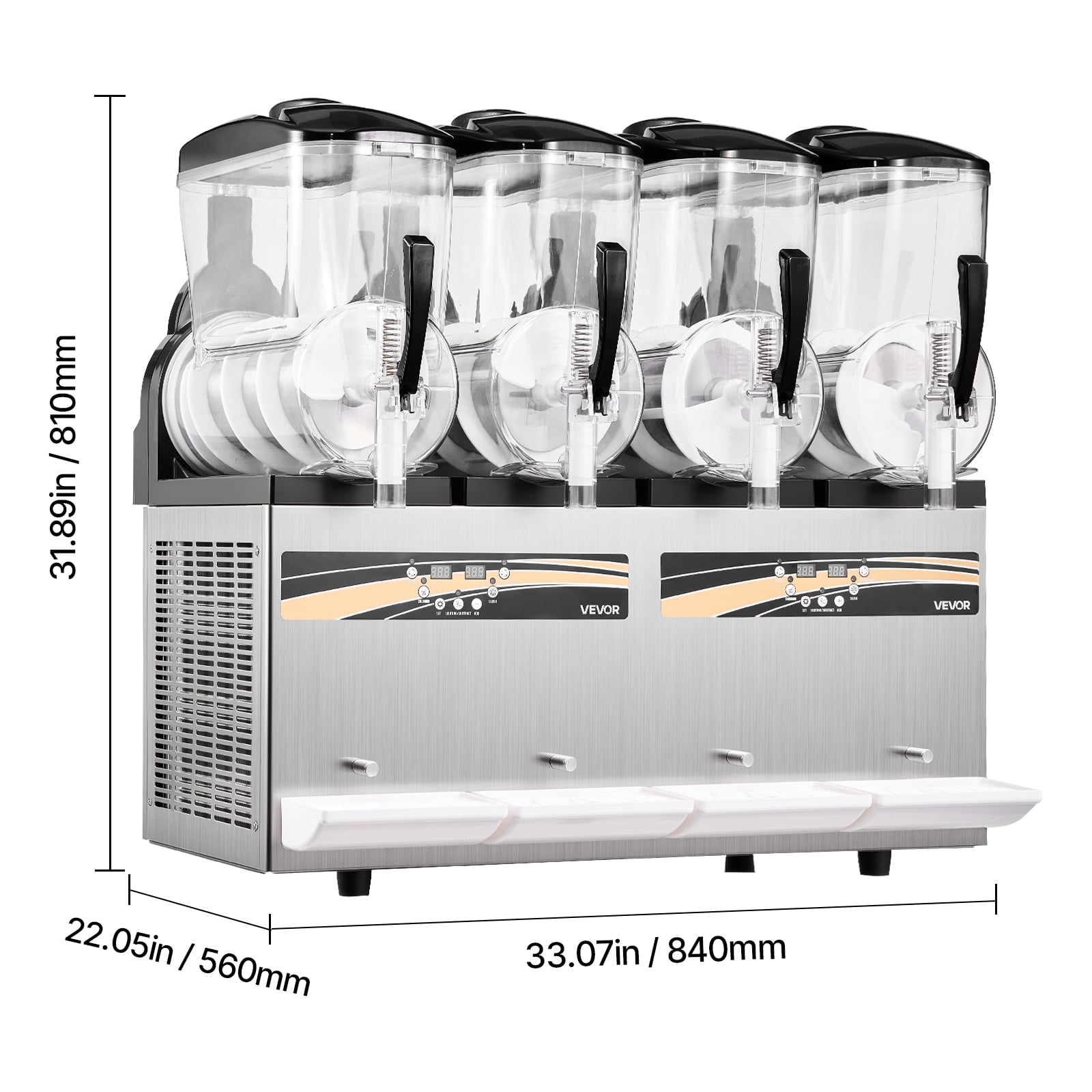 VEVOR Slushie Machine, 12L/3.17Gal x 4 Tank Commercial Slushy Maker, Frozen Drink Maker with Self-Cleaning, Margarita Machine for Restaurants Bars Party for Slushie, Margaritas, Milkshake & More