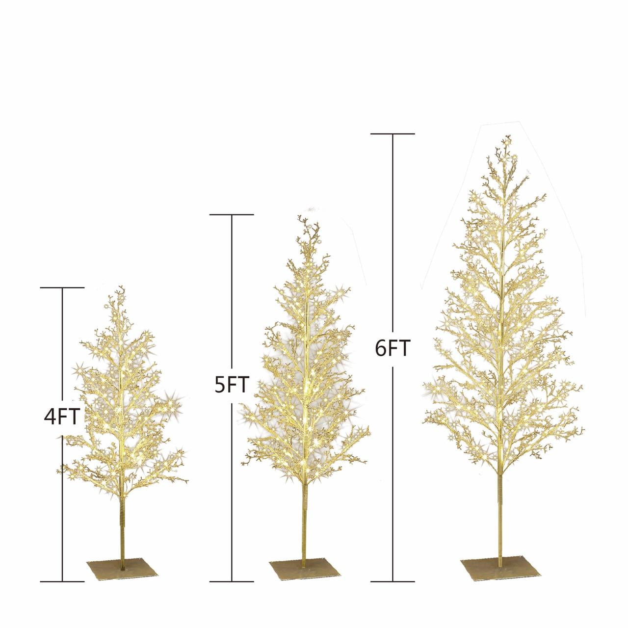 My Texas House 3 Pack Warm White Twinkling LED Icy Cube Beaded Tree, 4ft/5ft/6ft assorted