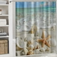 thumbnail image 6 of Orinice Ocean Beach Shower Curtain Tropical Seaside Shell Starfish Sunset Summer Sea View Nature View Bathroom Decorative Fabric Curtains with Hooks 36x72, 6 of 7