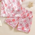 thumbnail image 4 of kaprioy Toddler Baby Girls Summer Outfits 18 24 Months 2T 3T 4T 5T 6T 7T Satin Pajama Set Cartoon Cowboy Boot Print Top Shorts Soft Sleepwear Loungewear Set, 4 of 6