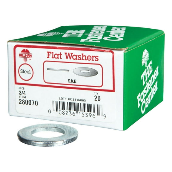 Hillman 280070 Sae Flat Washer, Zinc Plated Steel, 3/4"