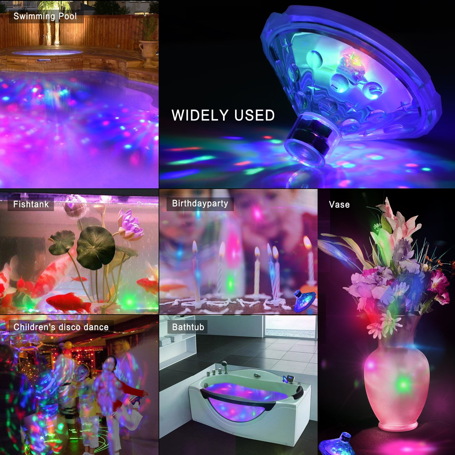 Swimming Pool Lights Floating Led Light With 7 Lighting Modes Baby Bath Tub Toys Battery Operated Waterproof Pond Decor Underwater Lights Flashing For Fountain Aquarium Bathtub Party Decorations Lighting Products Patio Lawn