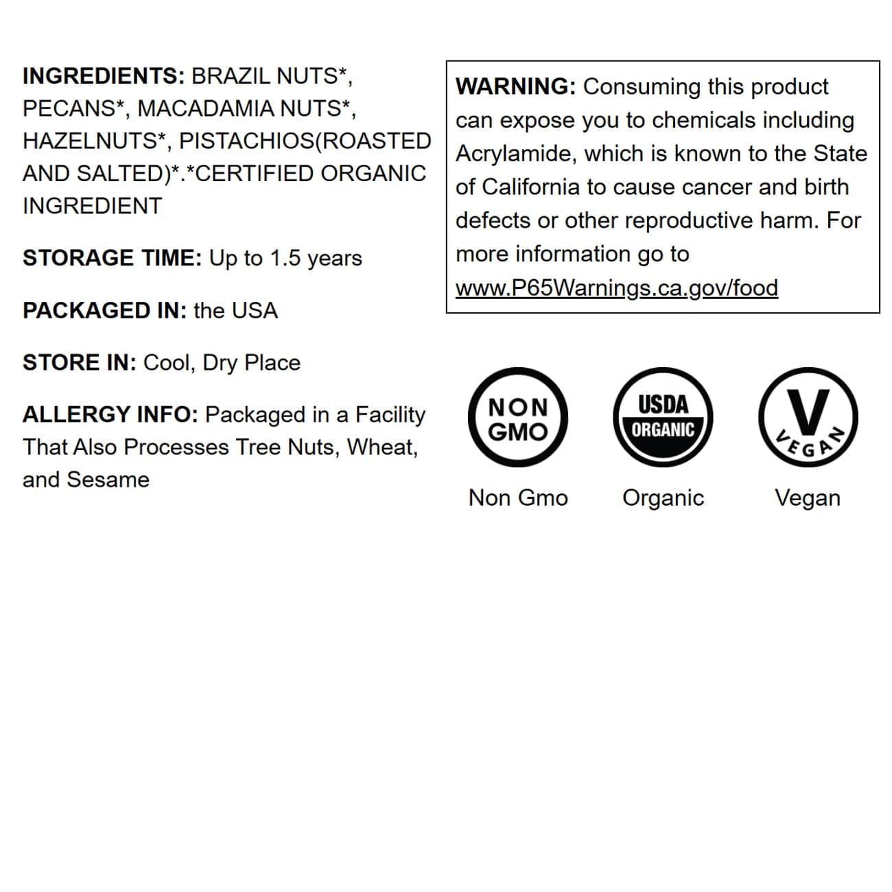 Organic Delicious Nuts - Gift Box by Food to Live (Non-GMO, Kosher) – 1 Gift box (1 Gift box)