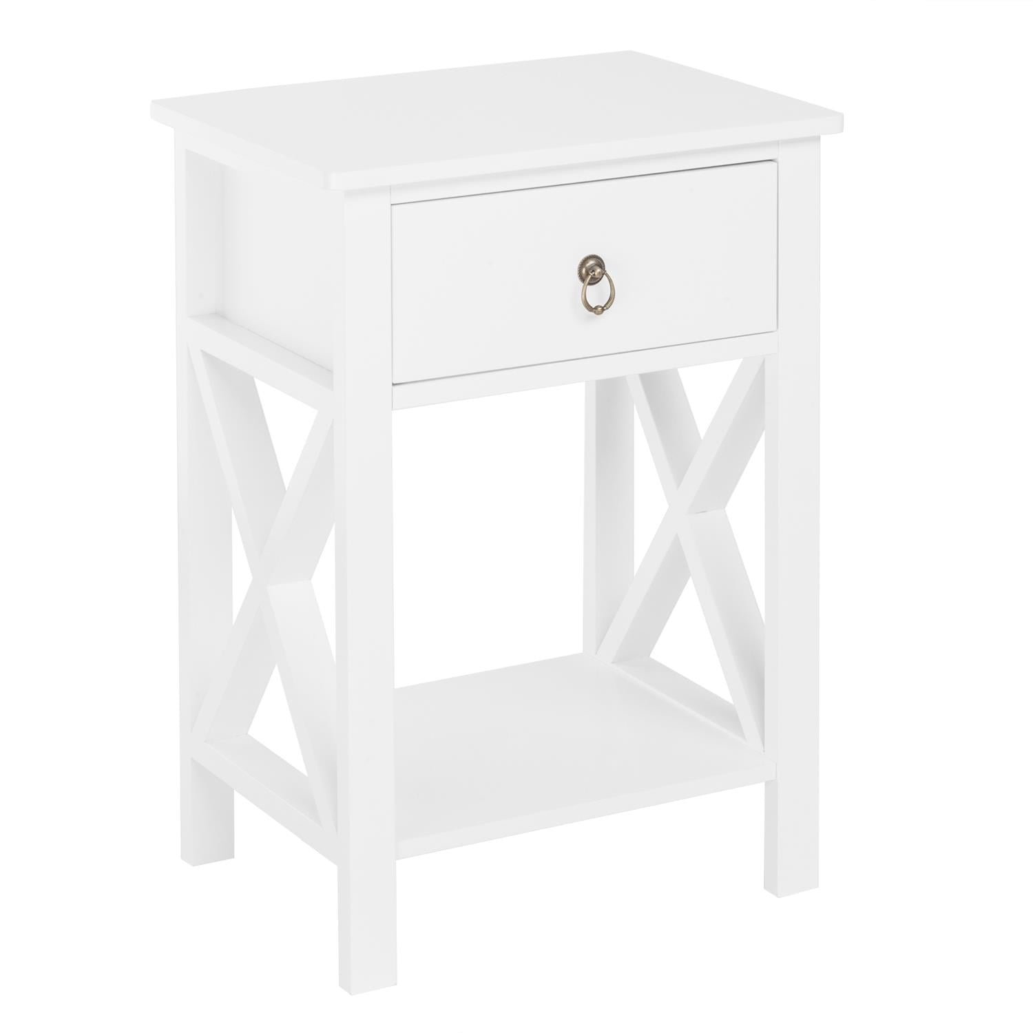 Ktaxon White Wood Beside Table Nightstand with Drawer, Side Storage End Table for Home Office Bedroom Living Room Furniture