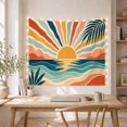 thumbnail image 5 of Tropical Sunset Above Teal Ocean Waves, Nostalgic Retro for Beach Lovers, Sunlit Coastal Wall Art, Housewarming Gift, Tapestry Wall Hanging for Bedroom and Living Room, 5 of 7