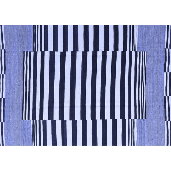 Ahgly Company Machine Washable Indoor Rectangle Abstract Blue Contemporary Area Rugs, 3' x 5'