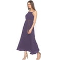 thumbnail image 2 of eloria Women's Long A-line Dress Party Wear Strip Dress Size: M | Color: Purple, 2 of 5