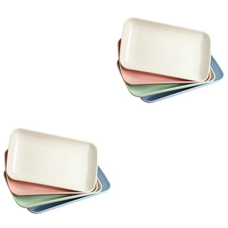 8 Pcs Rectangular Salad Plates Dinner Plates Dessert Plates Serving Trays Grilled Food Plates for Kitchen