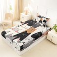 thumbnail image 5 of Manfei Cute Cat Twin Sheets, Cartoon Stripes Kitten Bedding, Neutral, 3-Piece, 1 Flat Sheet, 1 Fitted Sheet and 1 Pillowcase, 5 of 6