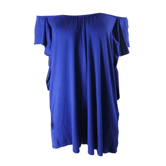 Inc International Concepts Womens Deep Blue Ruffled Sleeve Top L