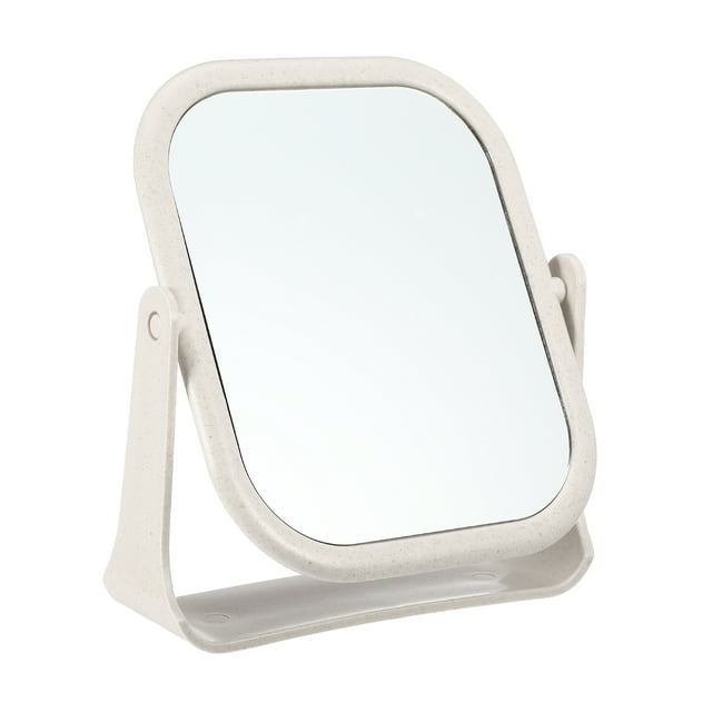 Espejo de Maquillaje de Plástico Único Bargains Espejo de Maquillaje de Doble Cara Espejo Rotatorio de 360° Espejo de Belleza para Mujeres Beige