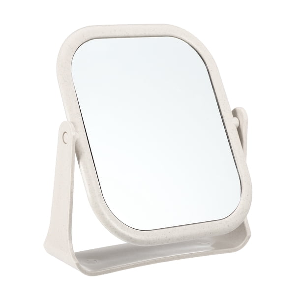 Espejo de Maquillaje de Plástico Único Bargains Espejo de Maquillaje de Doble Cara Espejo Rotatorio de 360° Espejo de Belleza para Mujeres Beige