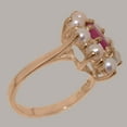 thumbnail image 3 of LBG British Made 10k Rose Gold Real Natural Ruby & Cultured Pearl Womens Engagement Ring - 33 size options - Size 8, 3 of 6