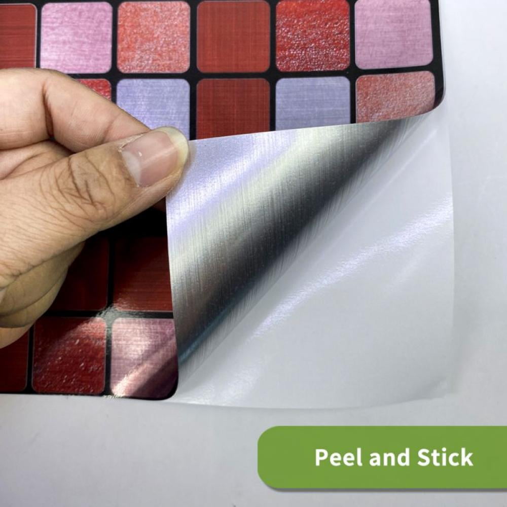 25-Sheet Self Adhesive Backsplash, Marble Design 3D Wall Panels, Kitchen Backsplash Bathroom Wall Tile (Red,10*10cm)