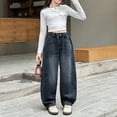 thumbnail image 5 of KVPLBQFD Girls Barrel Jeans Y2K Vintage Denim Pants for Teens Hip Hop Baggy Trousers Kids Casual Cute Summer Clothes, 5 of 5