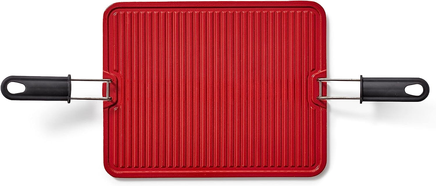 Easylife Tech Non-Stick Enameled Ceramic Flat Top Griddle Stone for Grill and Oven Cooking with Handles