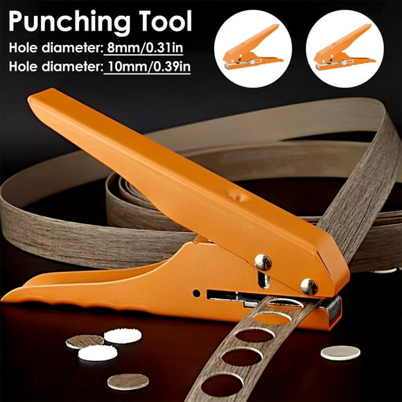 Single Hole Punch 5/16inch 3/8inch Heavy Duty Hole Puncher Portable Hole Edge Banding Punching Plier Handheld Paper Hole Punch with Scale 8MM