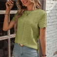 thumbnail image 5 of Jalioing Short Sleeve Womens Tops Dressy Casual Eyelet Crew Neck Fashion Summer Shirts Trendy Loose Tunic Blouses, 5 of 6