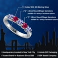 thumbnail image 2 of Gem Stone King 925 Sterling Silver Blue Tanzanite and Red Created Ruby Wedding-Bands Ring for Women | 1.04 Cttw | Round 3.5MM | Gemstone December Birthstone | Size 8, 2 of 6