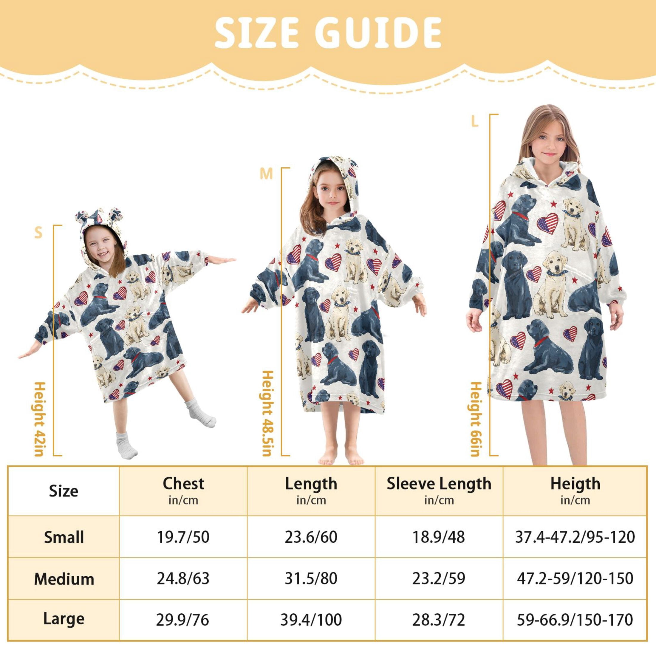 joogoo Blanket Hoodie for Labrador Dogs Hearts Oversize Sweatshirt 3-14 YR L