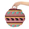 thumbnail image 2 of Animal Round Floor Cushion with Handle, Abstract Pattern of an Animal Silhouette on a Background of Zigzags, Pillow for Living Room & Dorms, 18" Round, Vermilion and Multicolor, by Ambesonne, 2 of 4