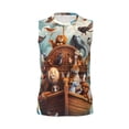 thumbnail image 6 of Lsque Animal Filled Noahs Ark Print Men's Cotton Blend Sleeveless Muscle Shirts (S-3XL)- Moisture Wicking, Odor Protection, UPF 30+,XX-Large, 6 of 8