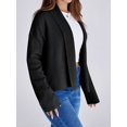 thumbnail image 6 of Womens Cropped Cardigan Open Front Shawl 2025 Fall Trendy Long Sleeve Sweater Jacket Black M, 6 of 9