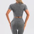 thumbnail image 4 of Seamless High Waist Yoga Set Built In Support Bra Top And Short Sleeve Athletic Fitness Outfit For Women, 4 of 4