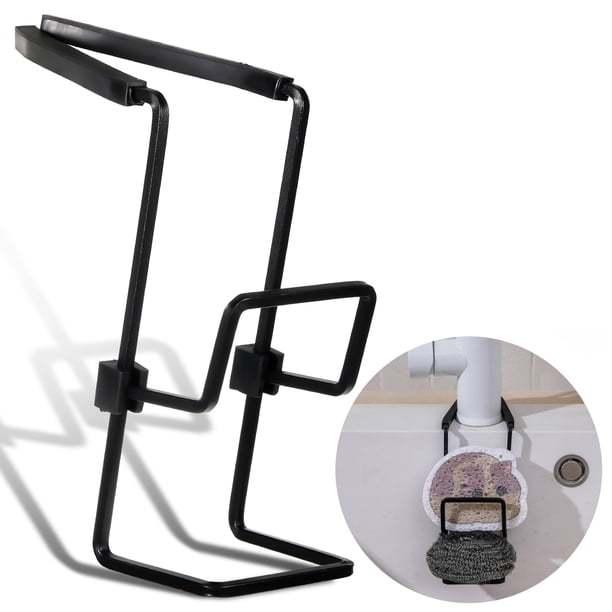 Wosthever Soporte de esponja de Metal multifuncional para cocina, organizador para fregadero colgante versátil, fácil acceso Negro