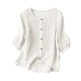 thumbnail image 6 of Wutalume Women's 3/4 Sleeve Button Down Top - Casual Cotton Blouse with Front Button Closure, 3/4 Sleeve Blouses for Women, Womens Summer Tops Lightweight,White L, 6 of 8