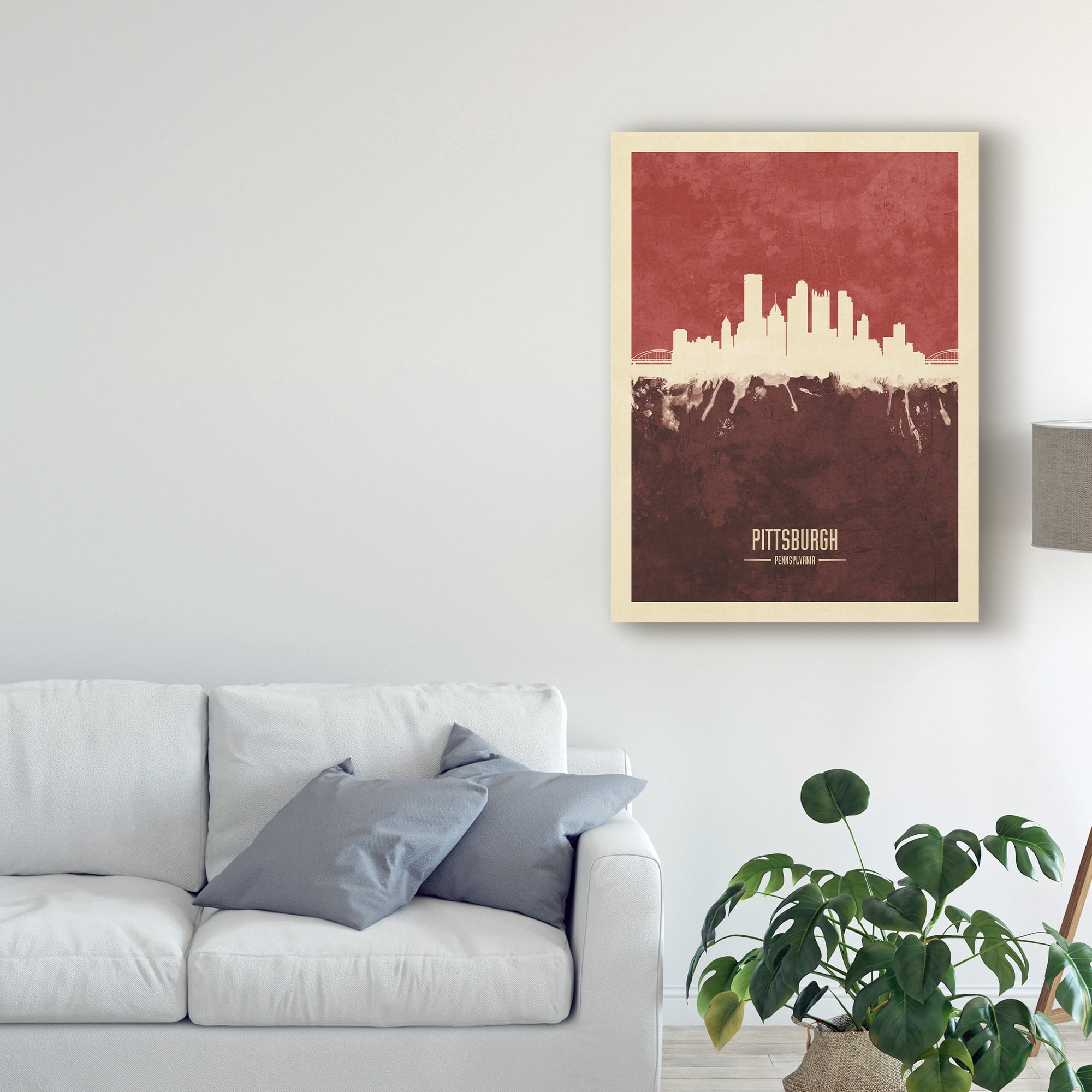 Trademark Fine Art 'Pittsburgh Pennsylvania Skyline Red II' Canvas Art by Michael Tompsett
