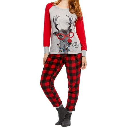 

LisenraIn Christmas Family Matching Deer Pajamas Set Women Kids Sleepwear