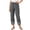 Gray, variant on Qgtaibl Women Cotton Cropped Pants Casual Elastic Waist Gingham Trim Capris with Pockets Summer Loose Fit Lightweight Capri Pants Gray XXL