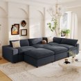 thumbnail image 2 of EUROCO 152.8" Oversized Sectional Sofa for 6 seats Down Filled Upholstered Sofa Couch with Seattle interior,Feather+PP cotton, 2 movable footrests, Solid wood Frame for Living Room, Apartment, 2 of 8