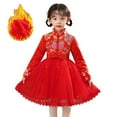 thumbnail image 4 of lnmuld Winter Dress Toddler Kids Baby Girls Children Fairy Hanfu Dresses for Chinese Calendar New Year Lined Warm Princess Dresses Embroidery Tang Suit Performance Size:10-11 Years, 4 of 8