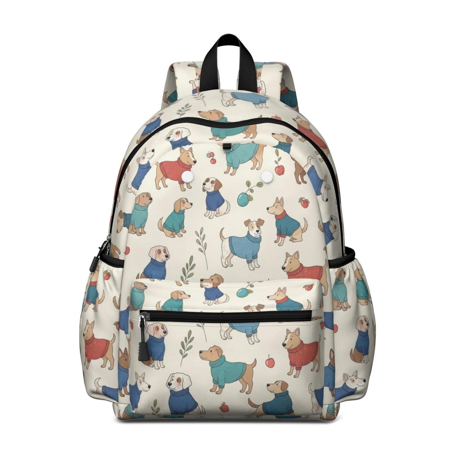 Mixed Breed Dog Sweater Cream Cute School Backpack with Padded Back and Adjustable Shoulder Straps 13.4 x11 x4.7