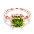thumbnail image 3 of Gem Stone King 2.55 Ct Green Peridot White Created Sapphire 18K Rose Gold Plated Silver Ring, 3 of 6