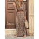 thumbnail image 3 of Qarigey Vestido de mujer Estilo bohemio Ropa de manga larga Estilo de dama Manga larga Alto Vestidos Marrón M, 3 of 3