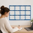 thumbnail image 4 of 48" x 32" 2027 Wall Calendar, Erasable Wet & Dry Erase Laminated 12 Month Yearly Wall Planner, Reversible Horizontal/Vertical Navy Schedule Organizer for Home Office Classroom, 4 of 7