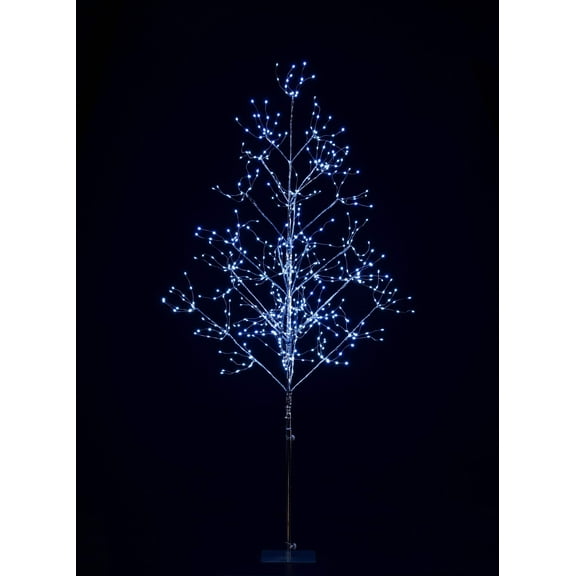 5' Pure White LED Silver Branch Tree
