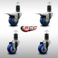 thumbnail image 2 of 3 Inch SS Blue Poly Swivel 1-5/8 Inch Expanding Stem Caster Set 2 Brakes, 2 of 2