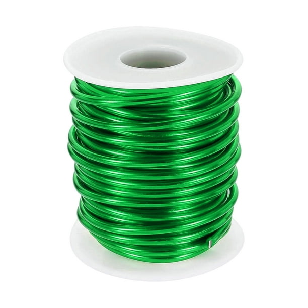 Alambre de manualidades de aluminio Uxcell 9 Gauge 3.0mm 33ft flexible y maleable, alambre metálico anodizado para la fabricación de joyas, modelado, bricolaje, verde