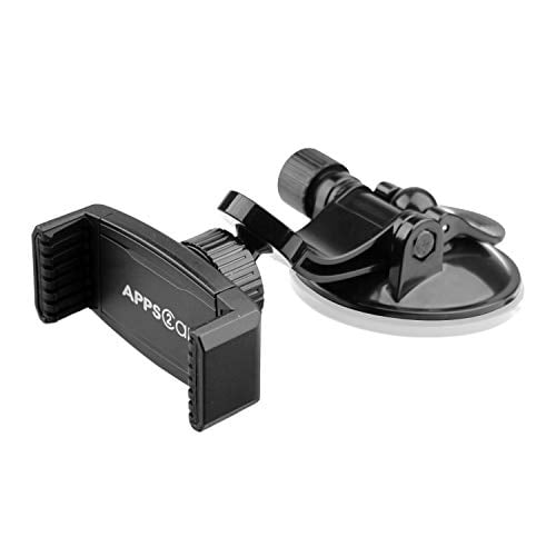 APPS2Car Suction Cup Phone Holder for Car with Adjustable Arm, Low Profile Dashboard Phone Mount Compact Windshield Window Dash Mobile Stand Compatible w/All iPhone and Android Cell Phones